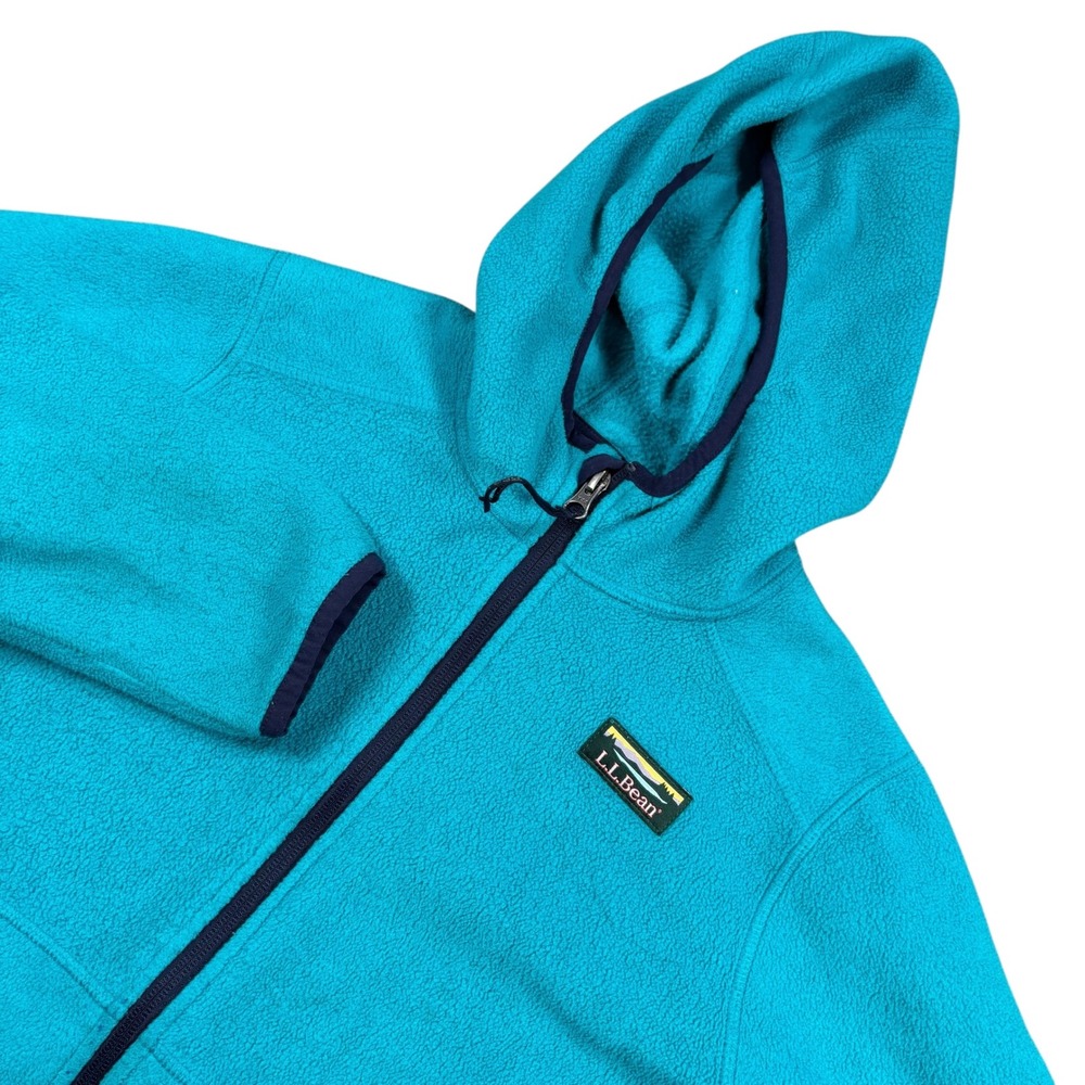 LL Bean Kids Fleece Hoodie Full Zip‎ Blue Turquoise Sz L (14-16) Jacket gorpcore